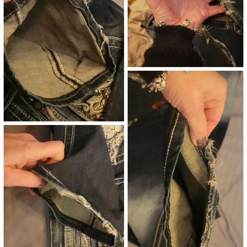 Miss Me, Rhinestone Back Pocket Bling Bootcut Jeans, Size 32, Inseam Approx. 29" - Picture 6 of 8